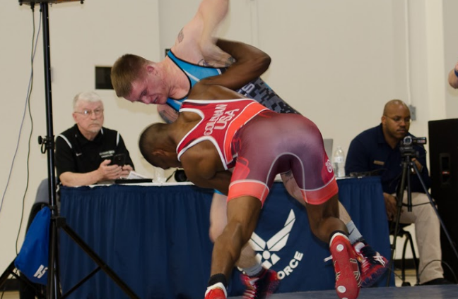 ellis coleman wins versus raymond bunker at the 2017 armed forces greco-roman championships