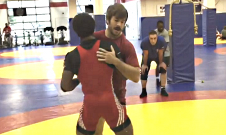 Andy Bisek demonstrates an off-balance Greco technique